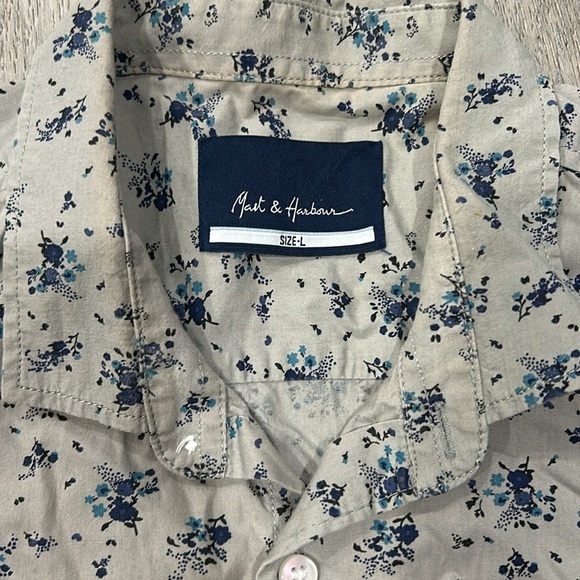 Casual button up T shirt, from a local designer mart &Harbour SIZE L, light grey - Picture 3 of 6